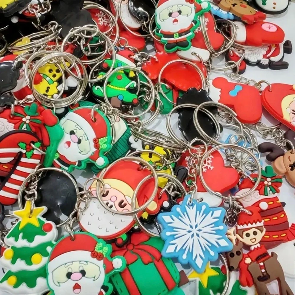 🔴 5 for $10 ONE Christmas Candy Cane Keychain Holiday Ring Key Chain